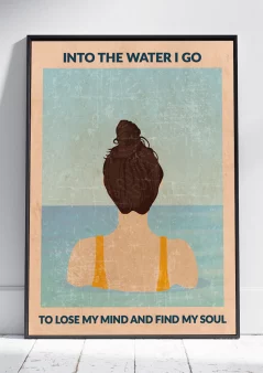 A3 love swimming print poster